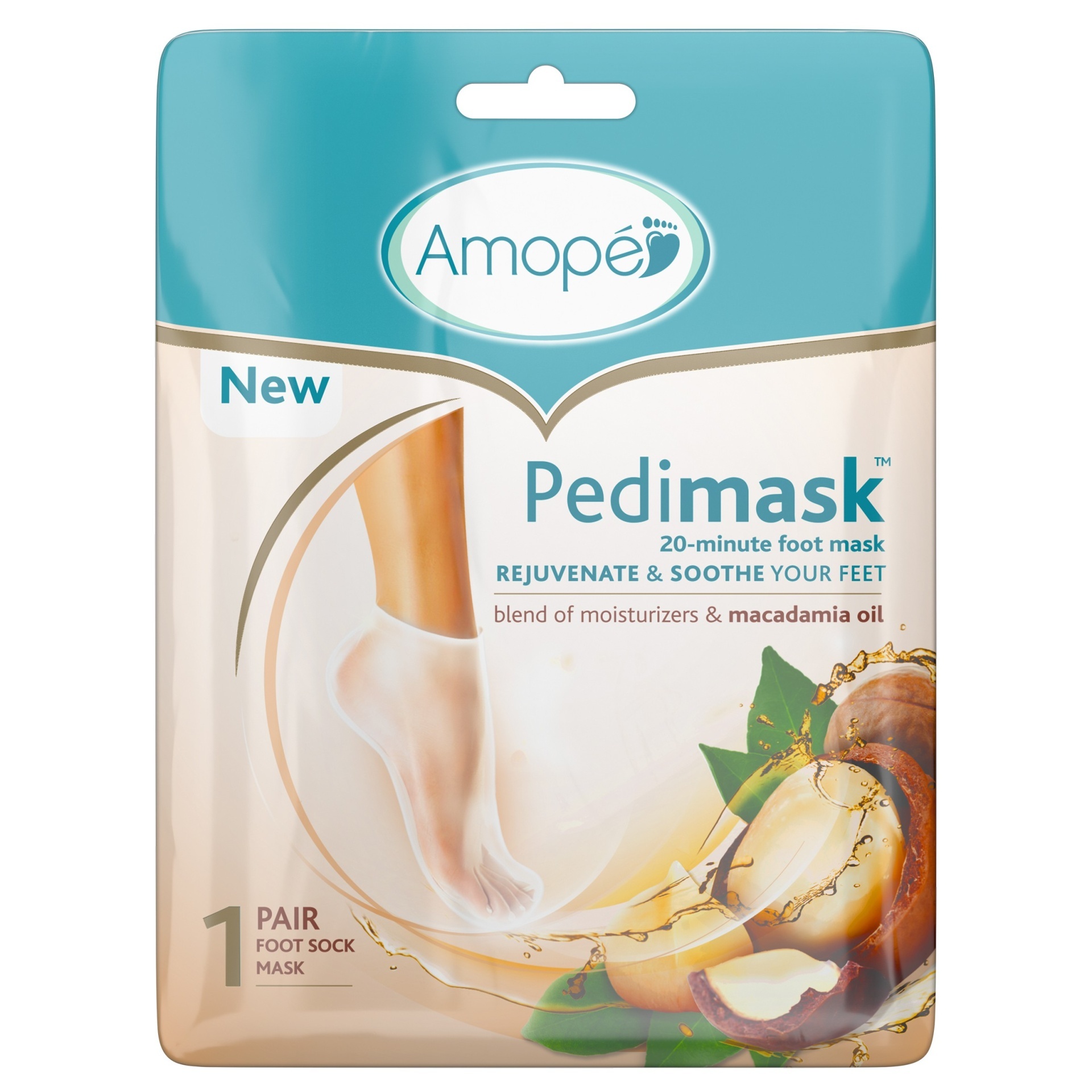 slide 1 of 2, Amope Pedimask 20-Minute Foot Mask - Macadamia Oil, 1 ct