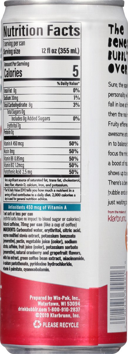 slide 12 of 13, BUBBL'R Cranberry Grapefruit Sparkl'r Antioxidant Sparkling Water - 12 fl oz, 12 fl oz