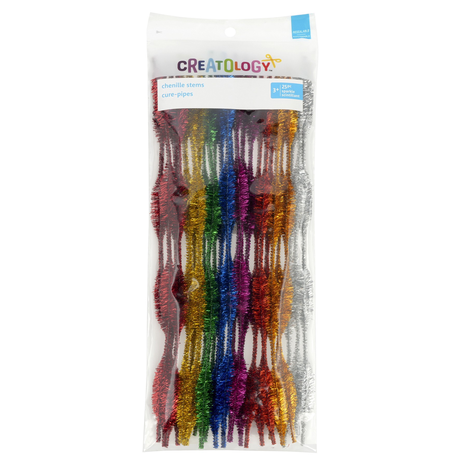 slide 2 of 2, Sparkle Primary Mix Wave Chenille Pipe Cleaners, 25ct. By Creatology, 25 ct