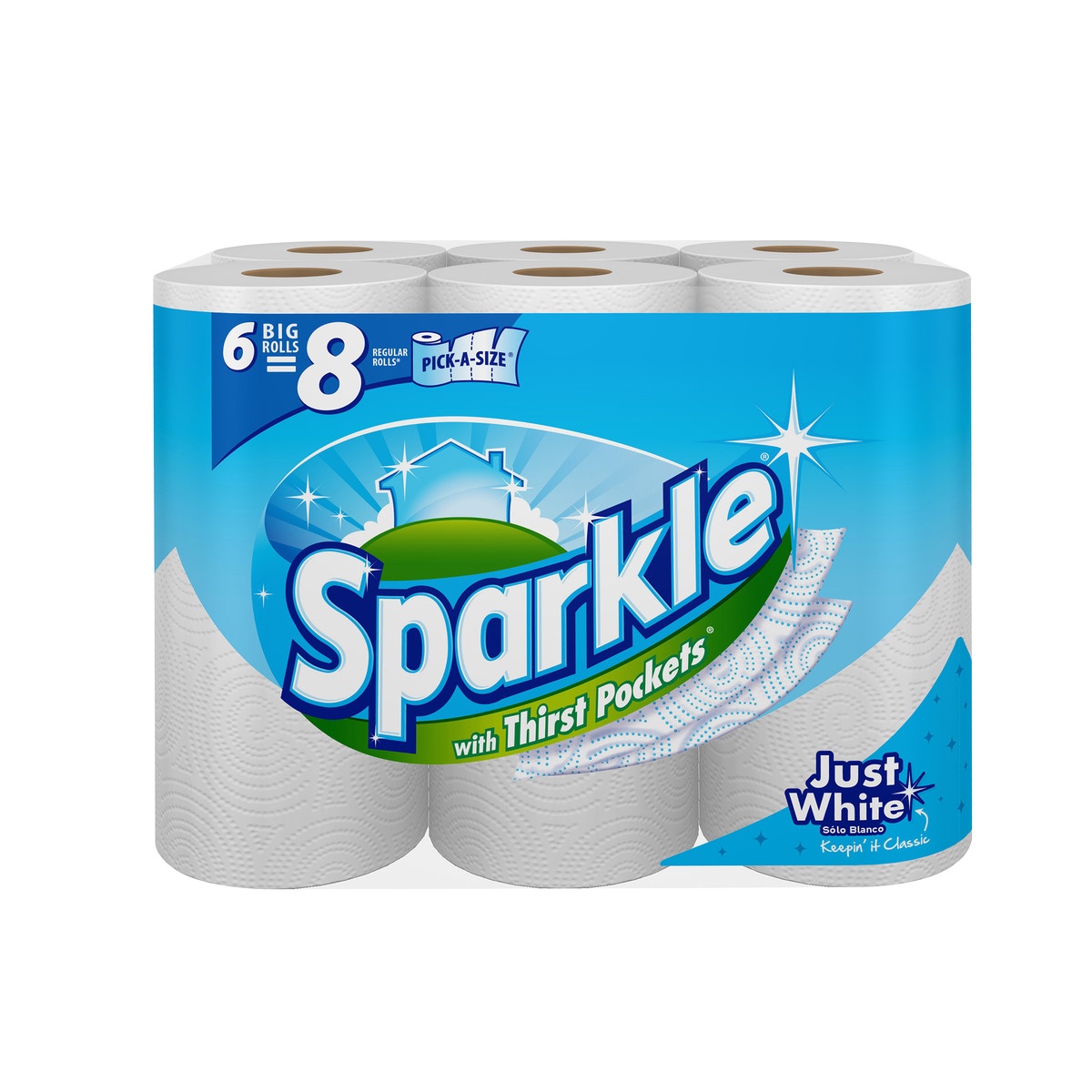 slide 1 of 1, Sparkle Pick A Size White Paper Towels, 6 ct