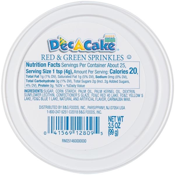 slide 1 of 1, Dec-A-Cake Sprinkles Red&Green, 3.5 oz