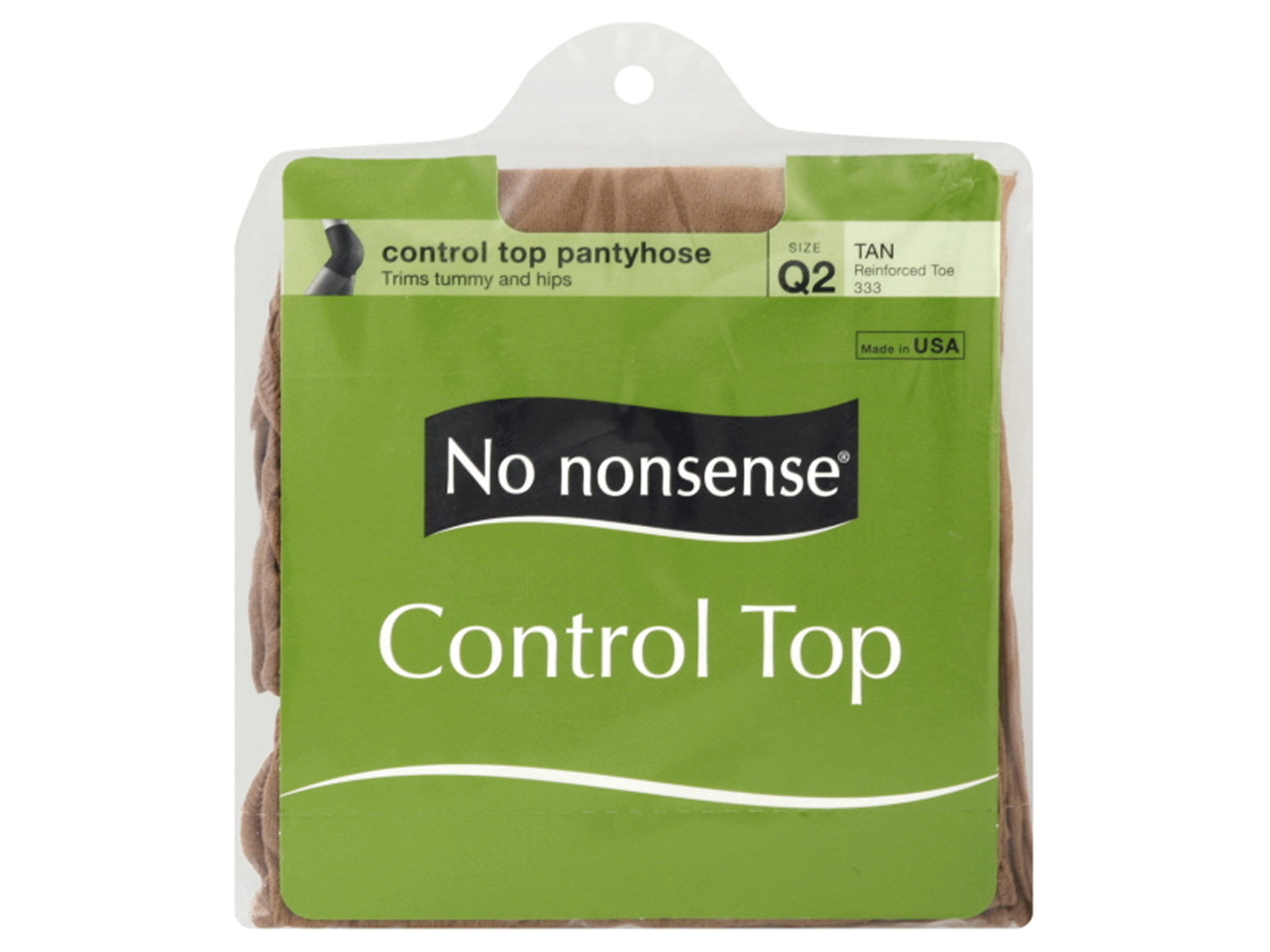 slide 1 of 1, No Nonsense Control Top Pantyhose Reinforced Toe Tan Size Q2, 1 ct