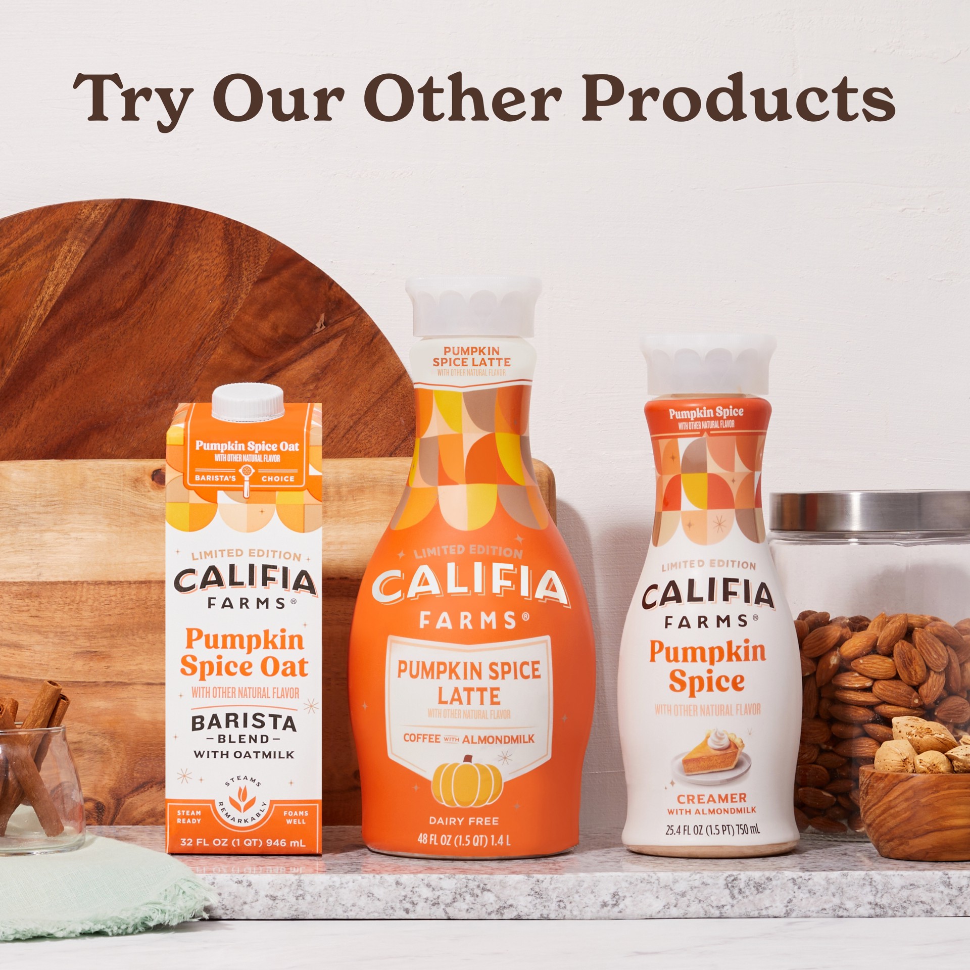 slide 2 of 5, Califia Farms Pumpkin Spice Creamer with Almondmilk 25.4 fl oz Bottle, 25.4 fl oz