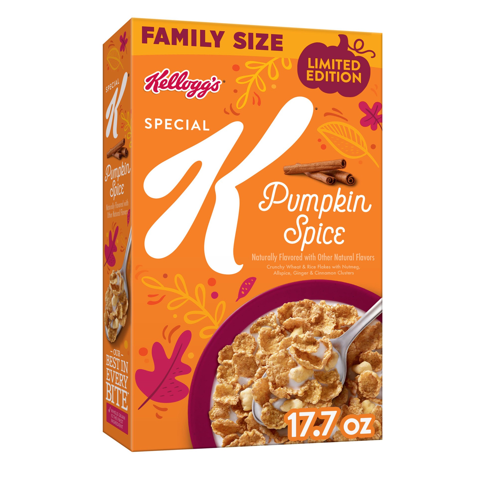 slide 1 of 5, Special K Kellogg''s Special K Breakfast Cereal, 11 Vitamins and Minerals, Anytime Snacks, Pumpkin Spice, 12.9oz Box, 1 Box, 12.9 oz