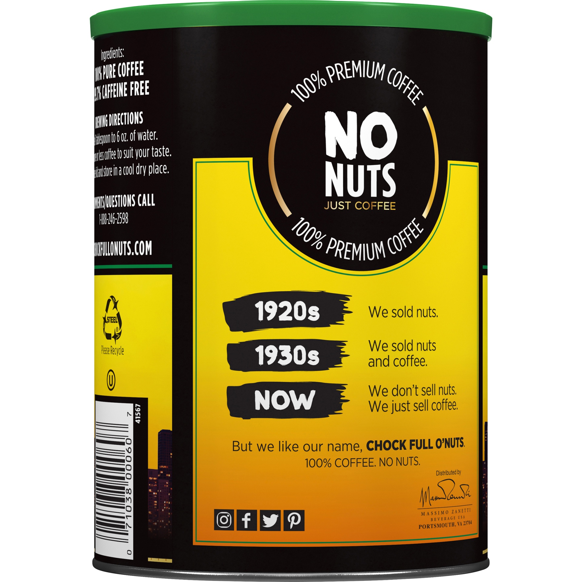 Chock Full O' Nuts Original Decaffeinated Coffee 11 oz Shipt