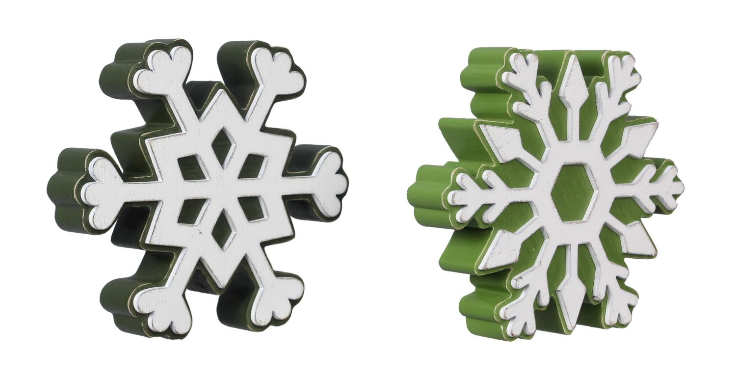 slide 2 of 2, Wood Snowflakes Tabletop Asst, 5.94 in
