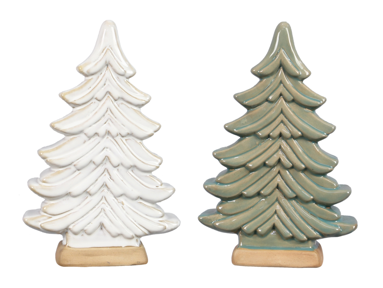slide 1 of 1, Stoneware Frosty Christmas Tree Asst, 8 in