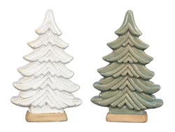 Stoneware Frosty Christmas Tree Asst
