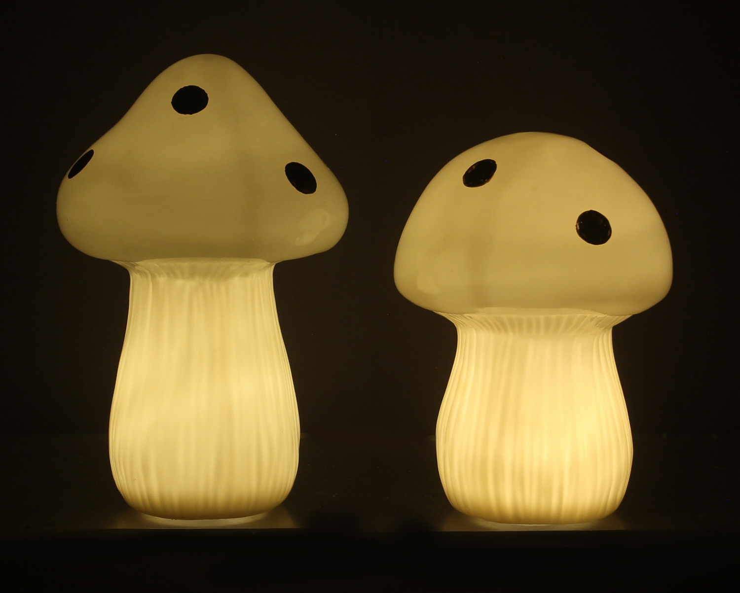 slide 2 of 2, Stoneware Mushroom with LED Asst., 5.8 in
