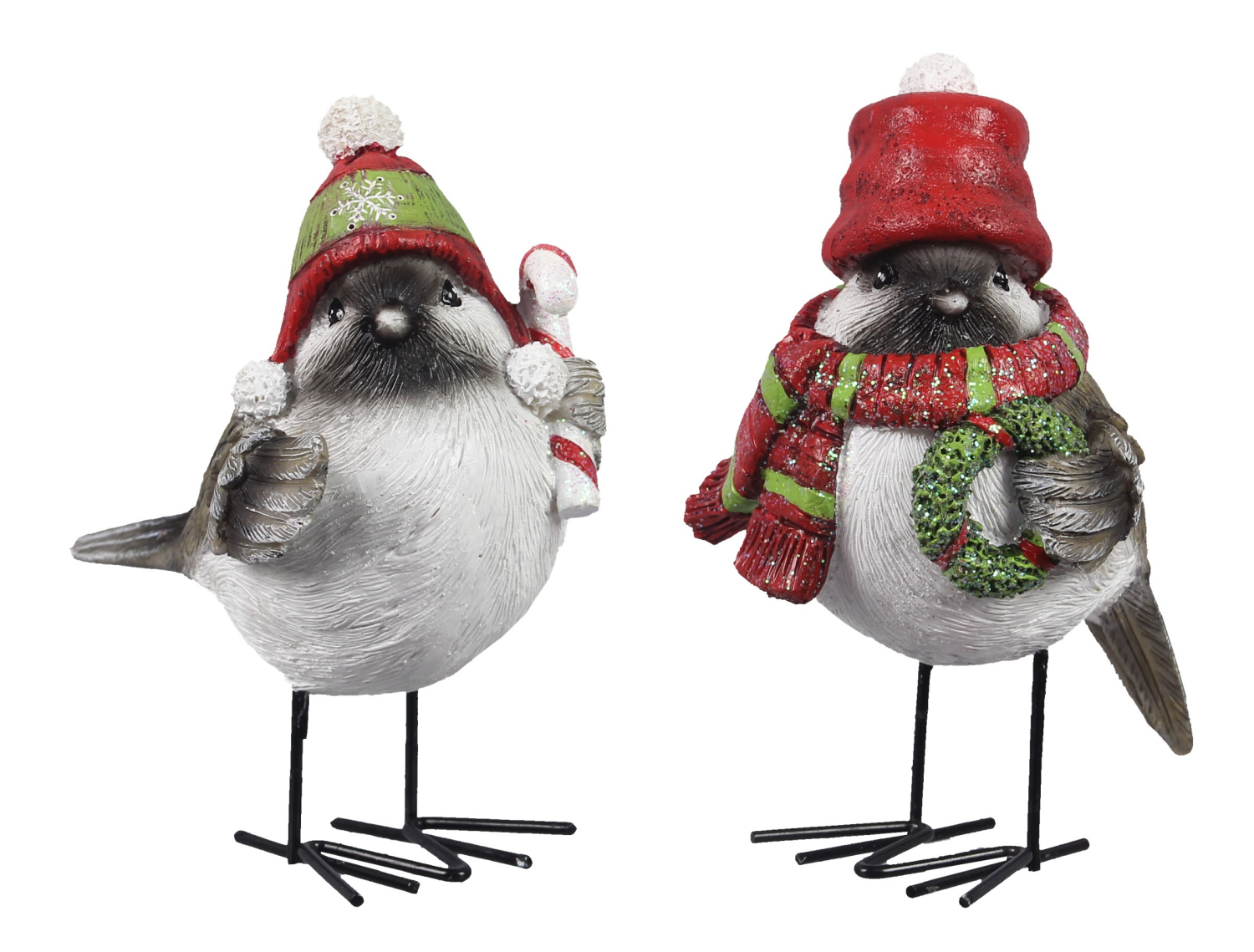 slide 1 of 1, Resin Birds w Hat & Metal Feet Asst., 4.84 in