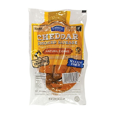 slide 1 of 1, Hill Country Fare Cheddar Smoked Sausage Value Pack, 39 oz