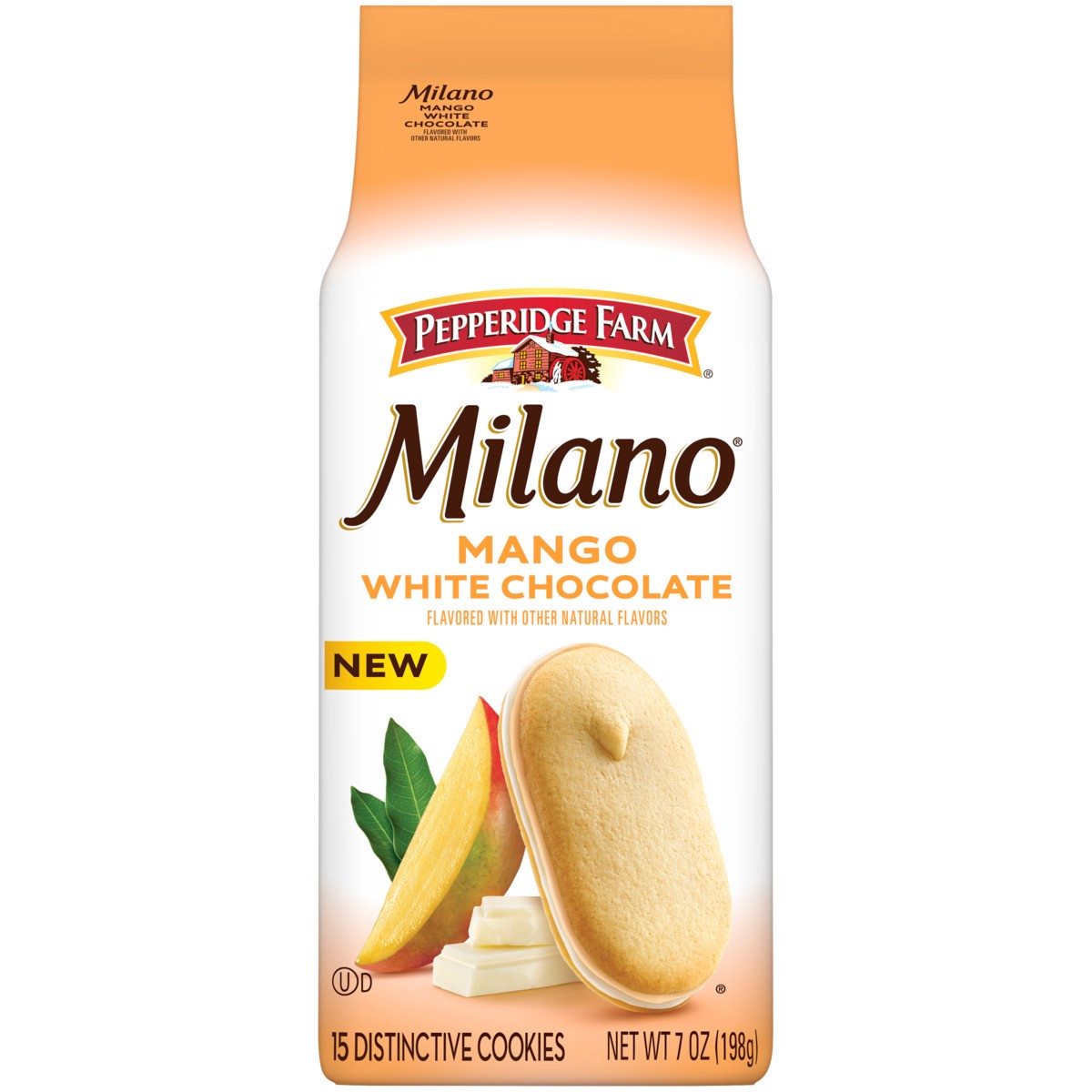 slide 2 of 4, "pf Milano Wht Choc Mango", 7 inoz in