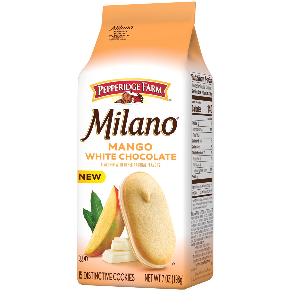 slide 4 of 4, "pf Milano Wht Choc Mango", 7 inoz in