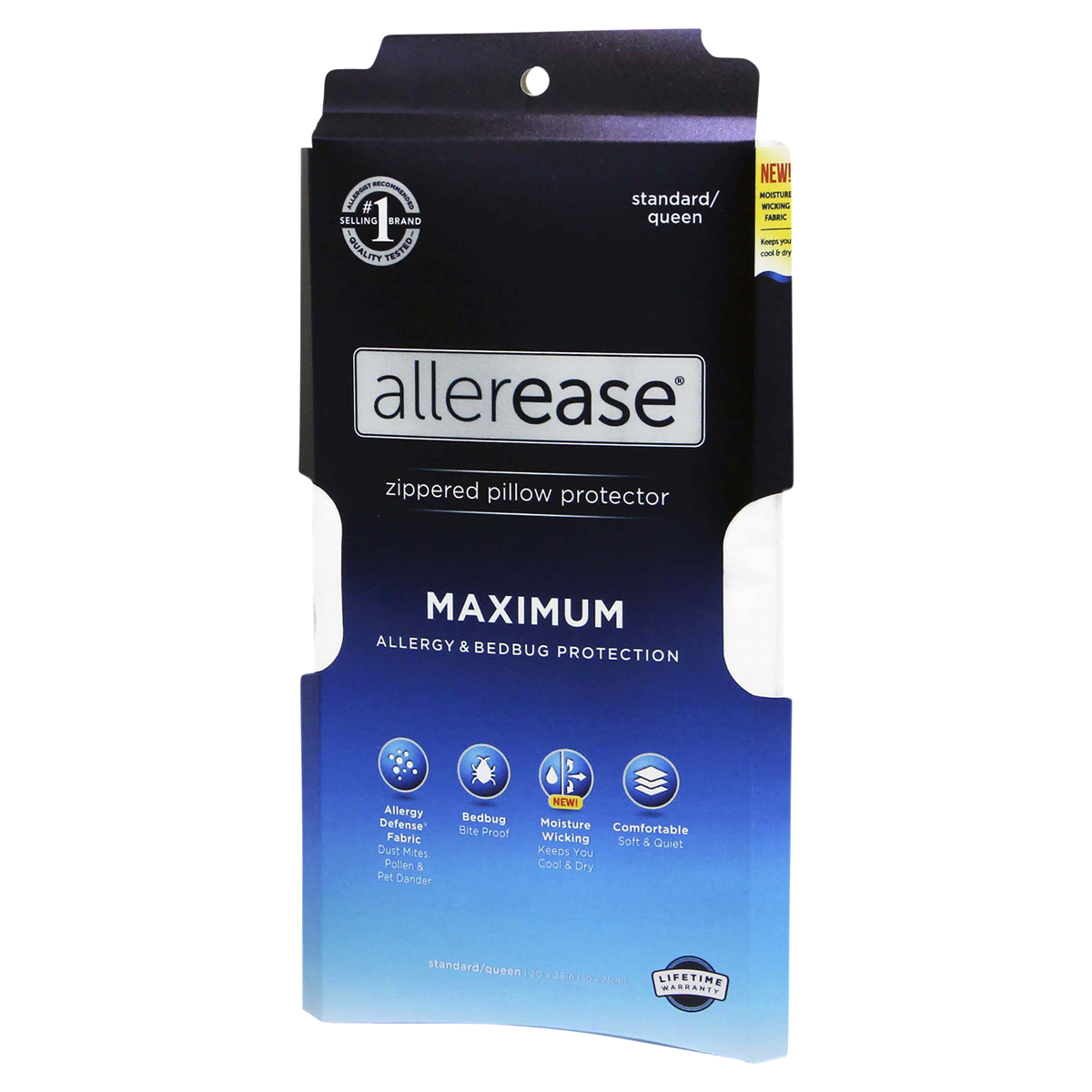 slide 1 of 25, AllerEase Standard/Queen Maximum Bed Bug and Allergy Protection Pillow Protector White, 1 ct