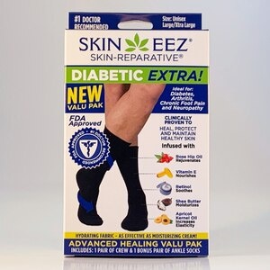 slide 1 of 1, SKINEEZ Diabetic Sock, Black, Large/Xtra Large, 2 ct
