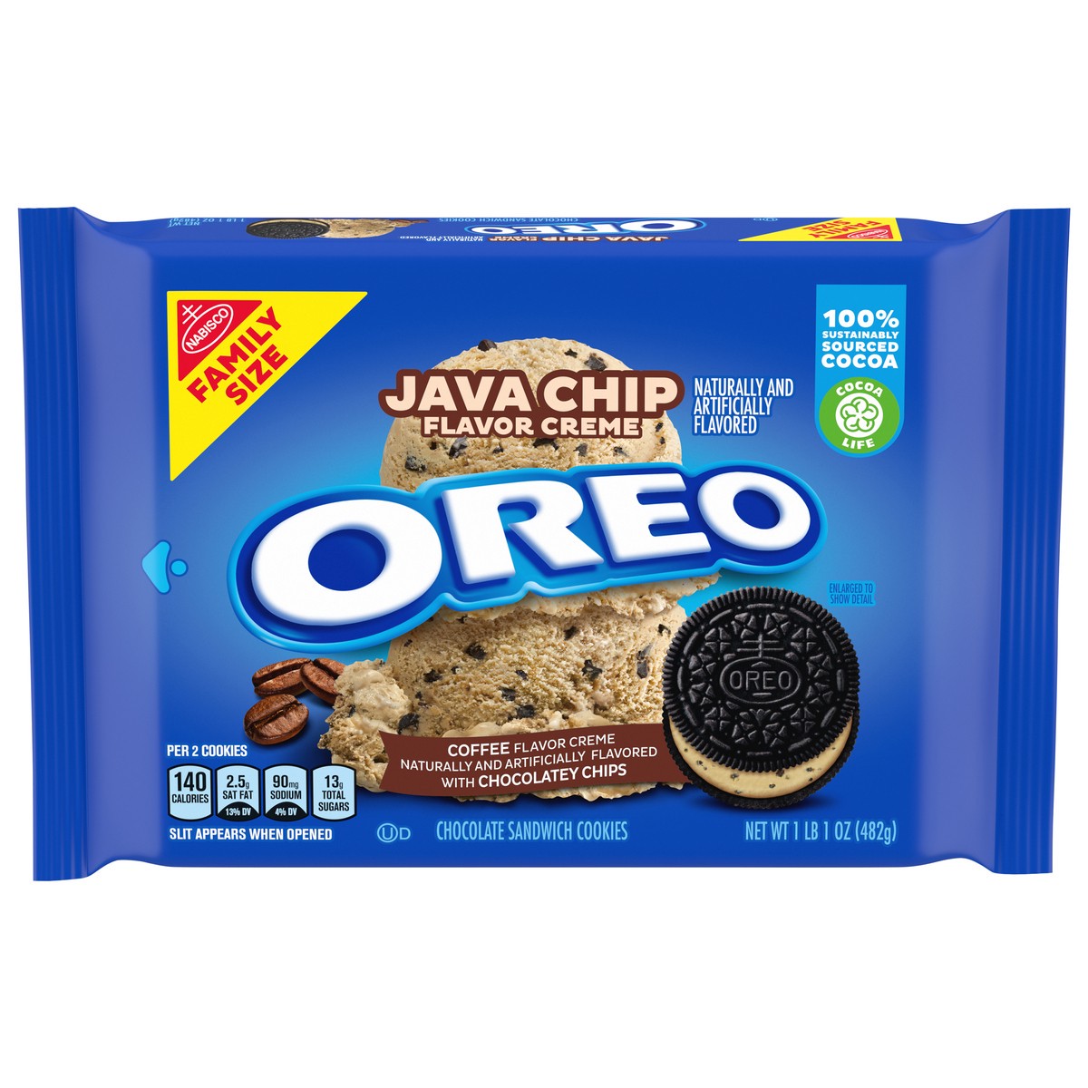 slide 1 of 9, Oreo Java Chip OREO Cookies Family Size - 17oz, 17 oz
