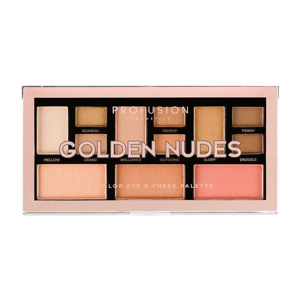 slide 2 of 3, Profusion Cosmetics Golden Nudes 12 Color Eye & Cheek Palette, 3.5 oz