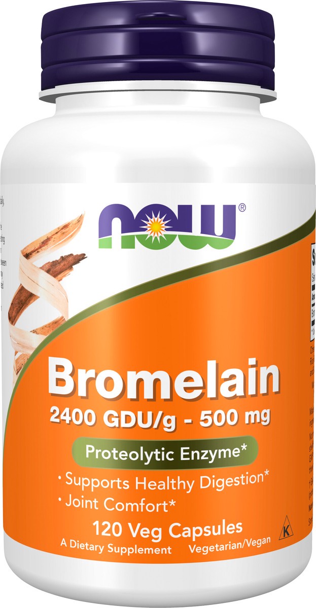 slide 2 of 4, NOW Bromelain 500 mg - 120 Veg Capsules, 120 ct