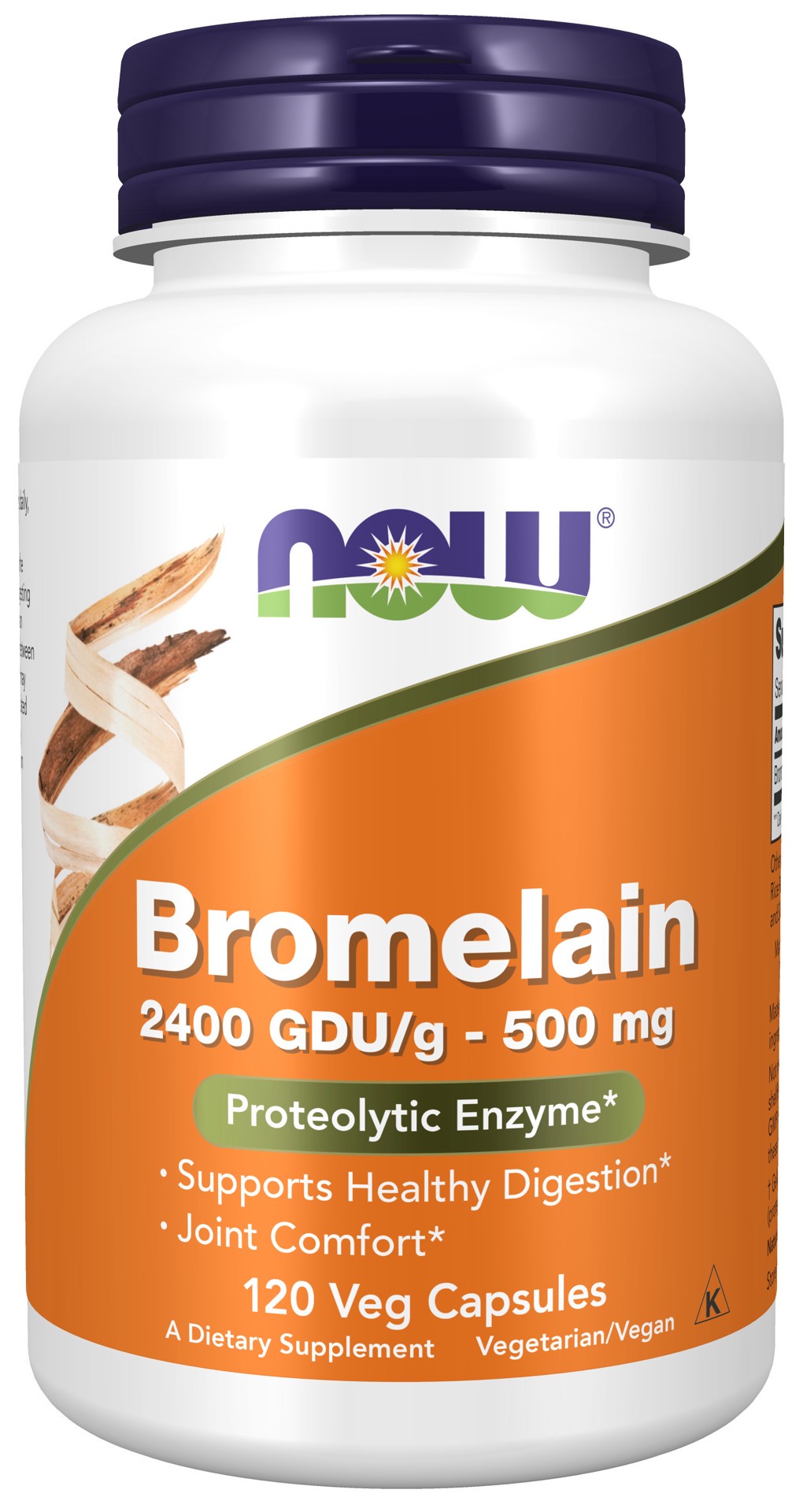 slide 1 of 4, NOW Bromelain 500 mg - 120 Veg Capsules, 120 ct