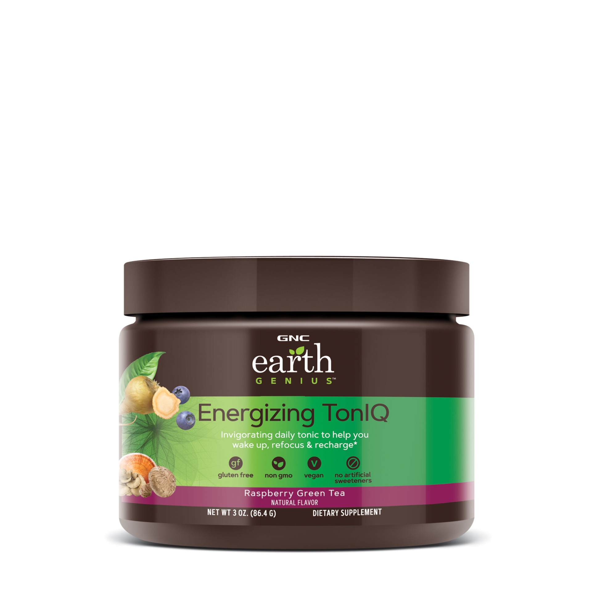 slide 1 of 1, GNC Earth Genius Energizing TonIQ - Raspberry Green Tea, 1 ct