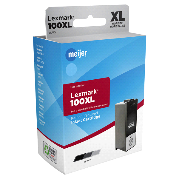 slide 1 of 1, Meijer Brand Lexmark #100XL Inkjet Cartridge, Black, High Yield, 1 ct