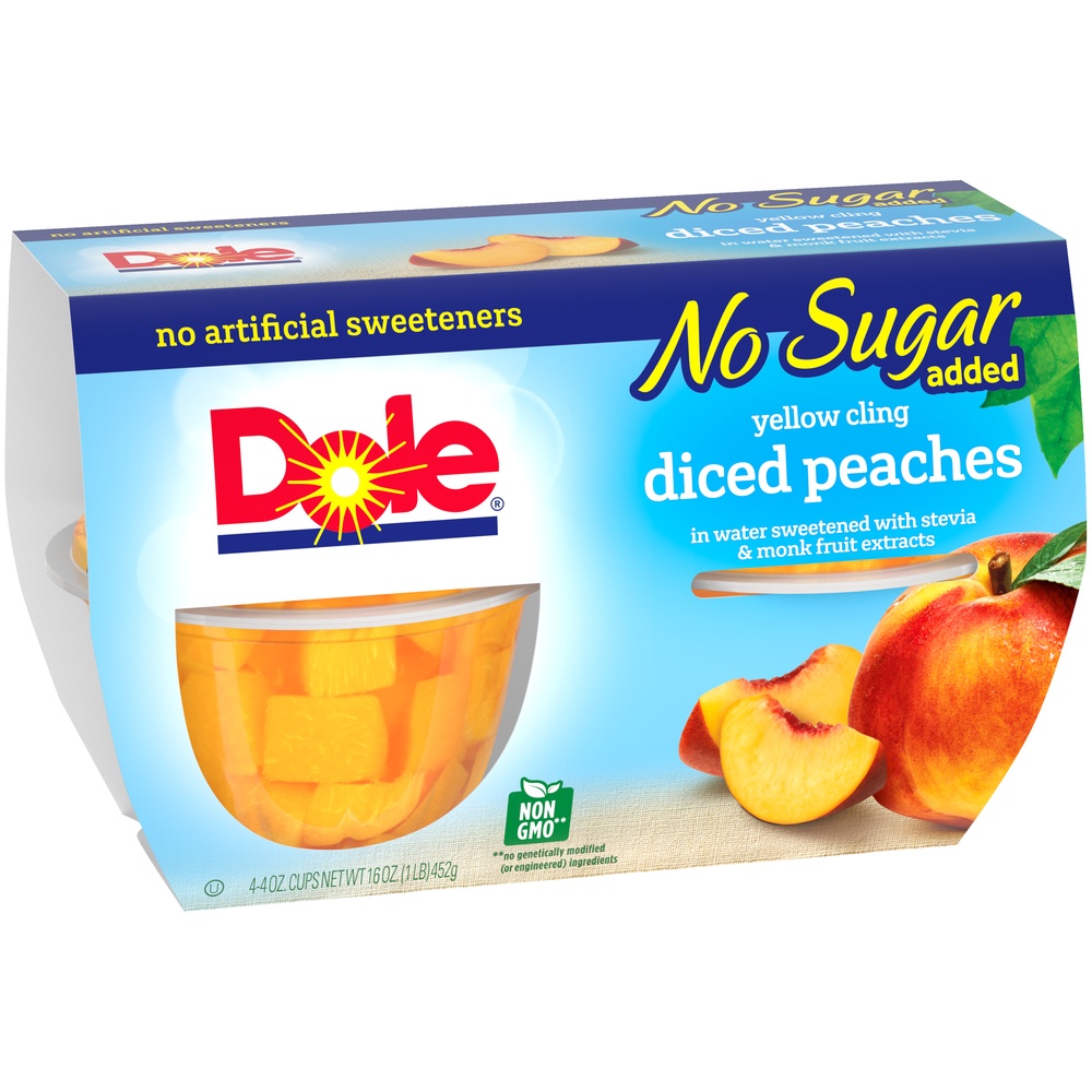 slide 2 of 8, Dole Diced Peaches Fruit Bowl, 4 ct; 4 oz