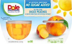 Dole Peaches, No Sugar Added, Yellow Cling, Diced