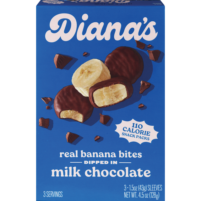 slide 1 of 1, DIANA'S Mlk Choco Banana Btes, 4.5 oz