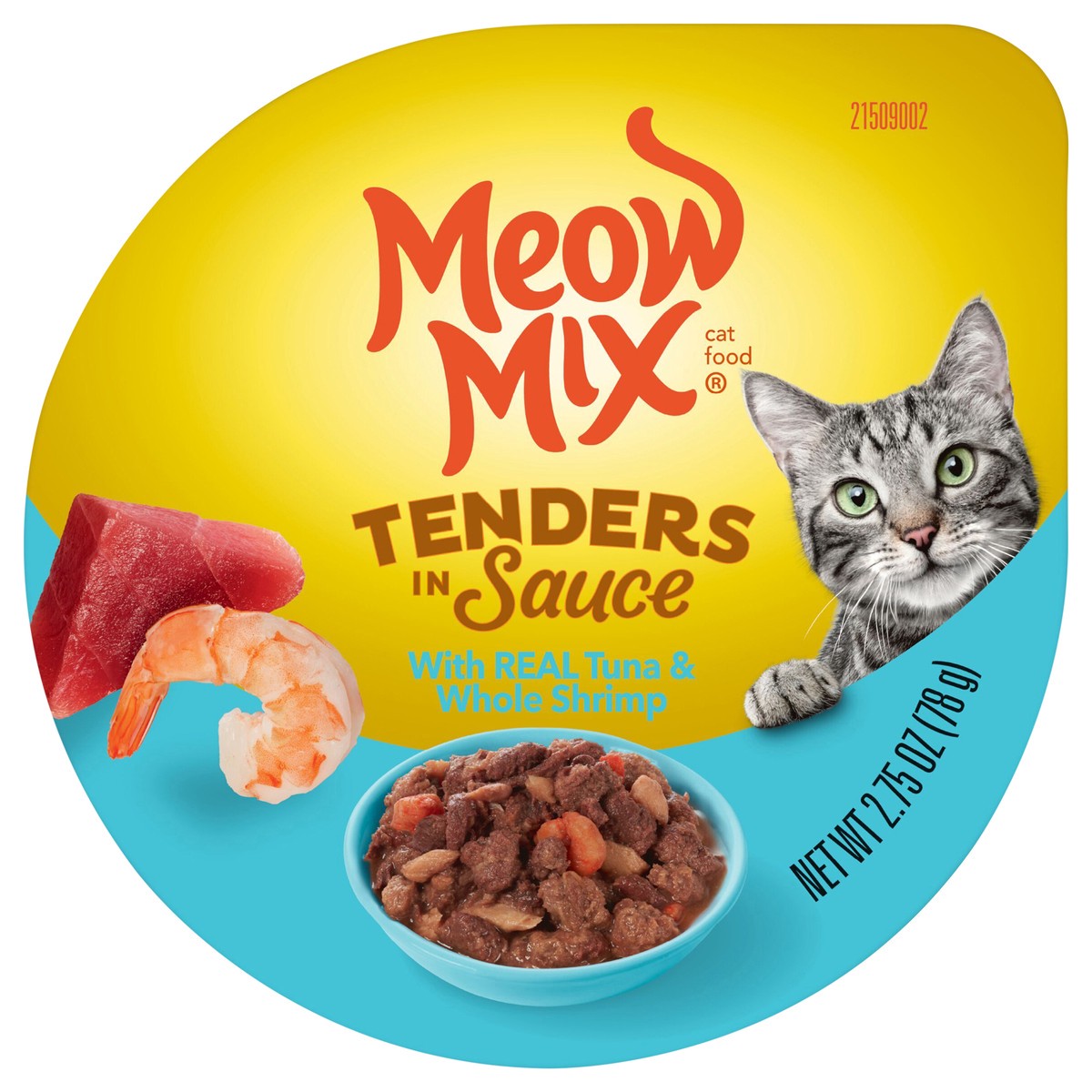 slide 1 of 59, Meow Mix Tenders in Sauce Wet Cat Food With REAL Tuna & Whole Shrimp, 2.75 Oz. Cup (Packaging And Formulation Updates Underway), 2.7 oz