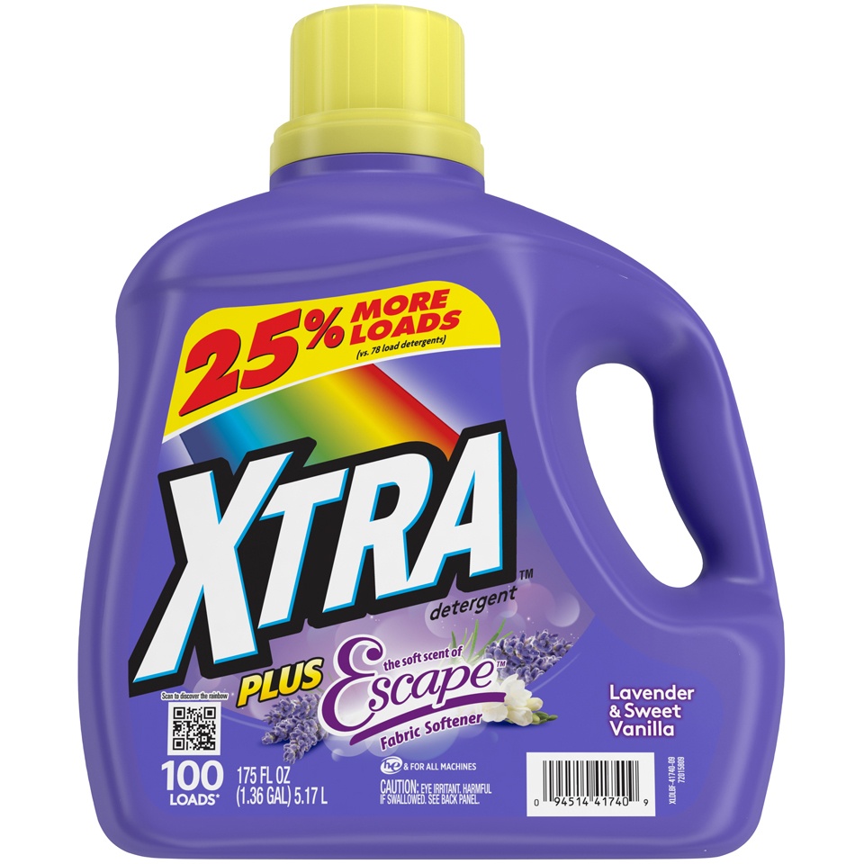 slide 2 of 4, Xtra With Escape Fabric Softener Laundry Detergent Lavender & Sweet Vanilla, 175 fl oz