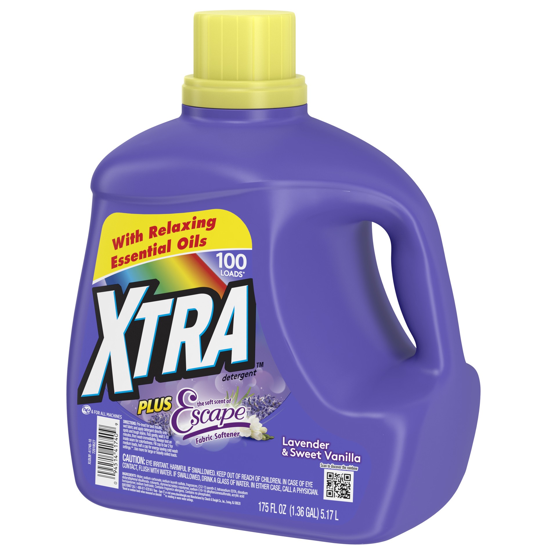 slide 4 of 5, Xtra Liquid Laundry Detergent, Lavender Vanilla, 175oz, 175 fl oz
