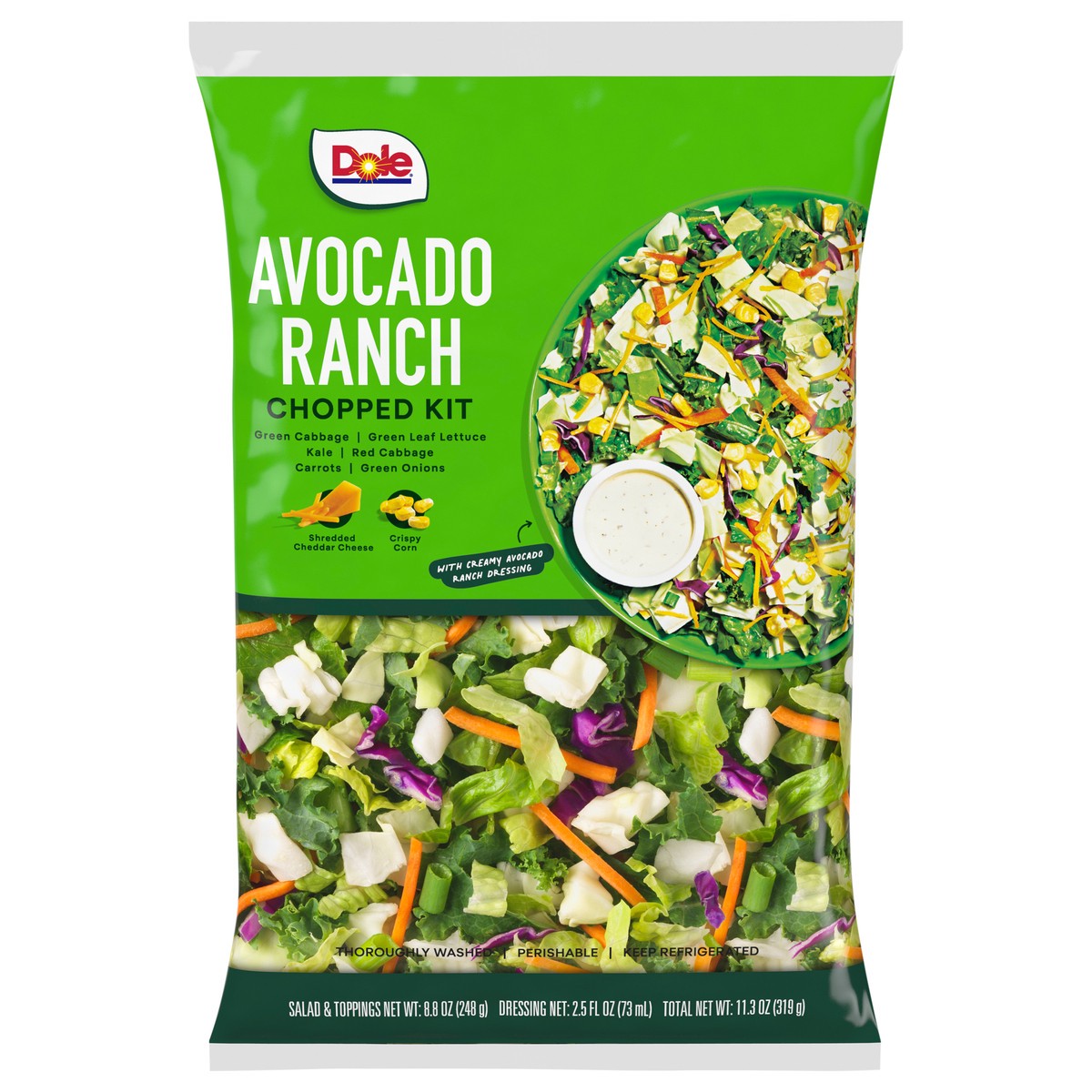 slide 1 of 7, Dole Salad Kit, Chopped, Avocado Ranch, 12.1 oz