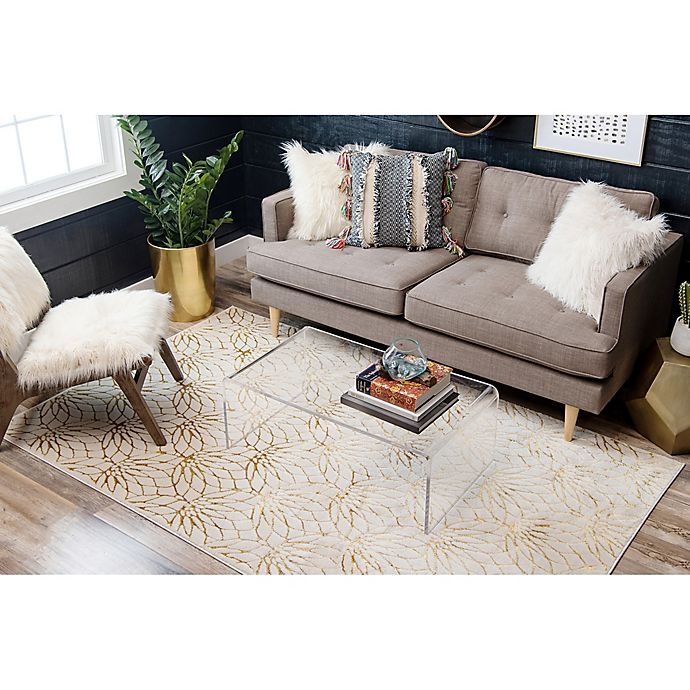 slide 6 of 10, Marilyn Monroe Dahlia Glam Powerloomed Area Rug - White/Gold, 5 ft x 8 ft