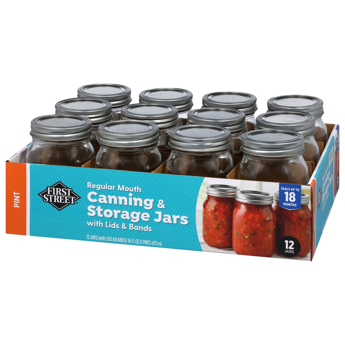 slide 4 of 4, First Street Canning Jars With Lids, 12 ct
