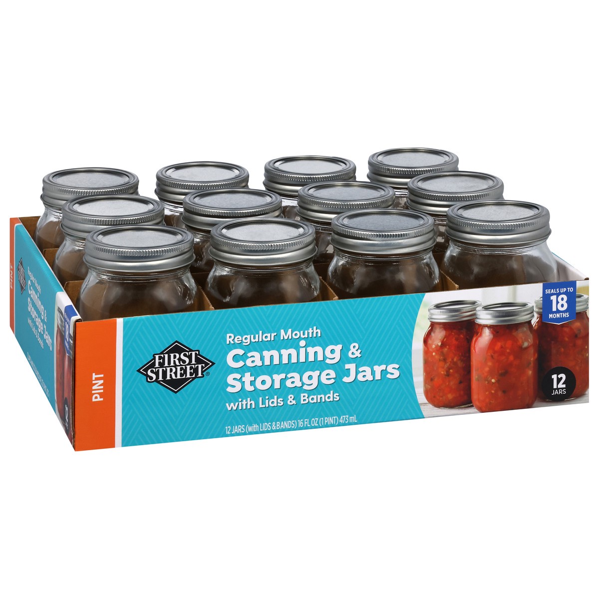 slide 2 of 4, First Street Canning Jars With Lids, 12 ct
