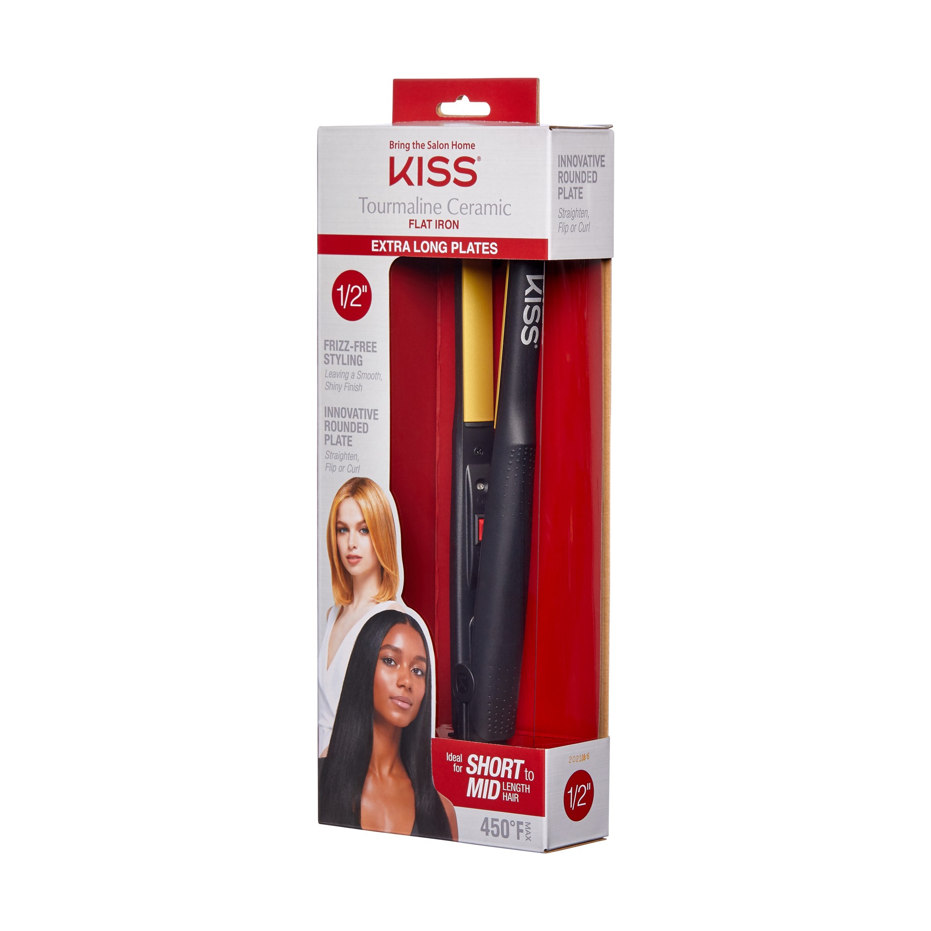 slide 3 of 5, KISS Red Professional .5" Tourmaline Ceramic Flat Iron Hair Straightener, Black, 1 ct