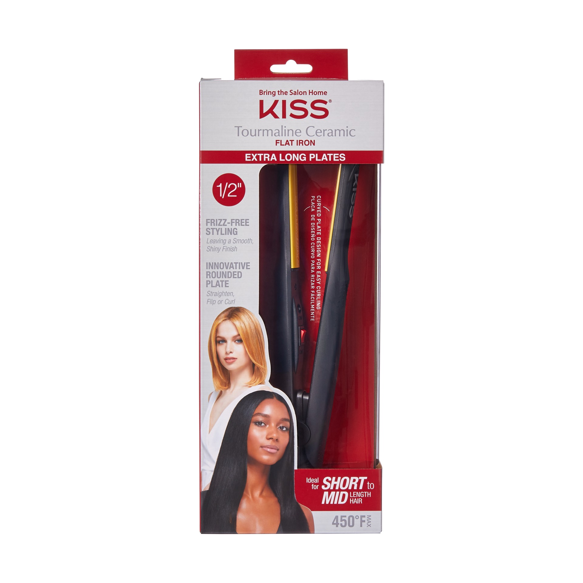 slide 1 of 5, KISS Red Professional .5" Tourmaline Ceramic Flat Iron Hair Straightener, Black, 1 ct