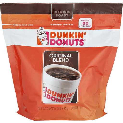 slide 1 of 1, Dunkin' Donuts Original Blend Medium Roast Ground Coffee, 24 oz