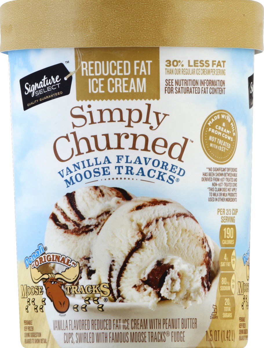 slide 3 of 3, Signature Select Alaskan Classics Ice Cream Premium Reduced Fat Original Moose Tracks, 1.5 qt