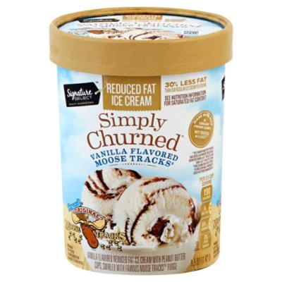 slide 1 of 3, Signature Select Alaskan Classics Ice Cream Premium Reduced Fat Original Moose Tracks, 1.5 qt