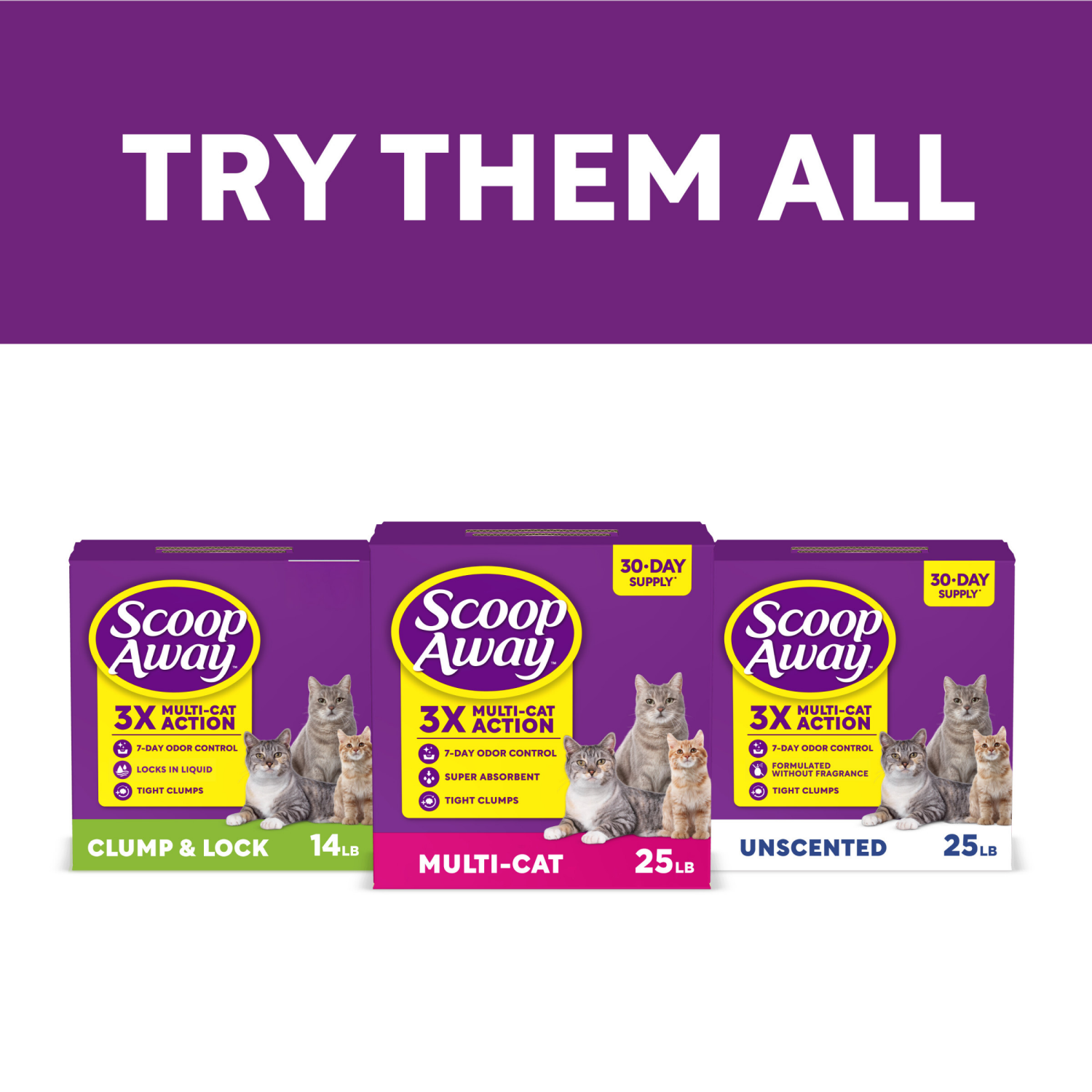 slide 3 of 6, Scoop Away Multi-Cat Clumping Cat Litter, Scented, 38 lb