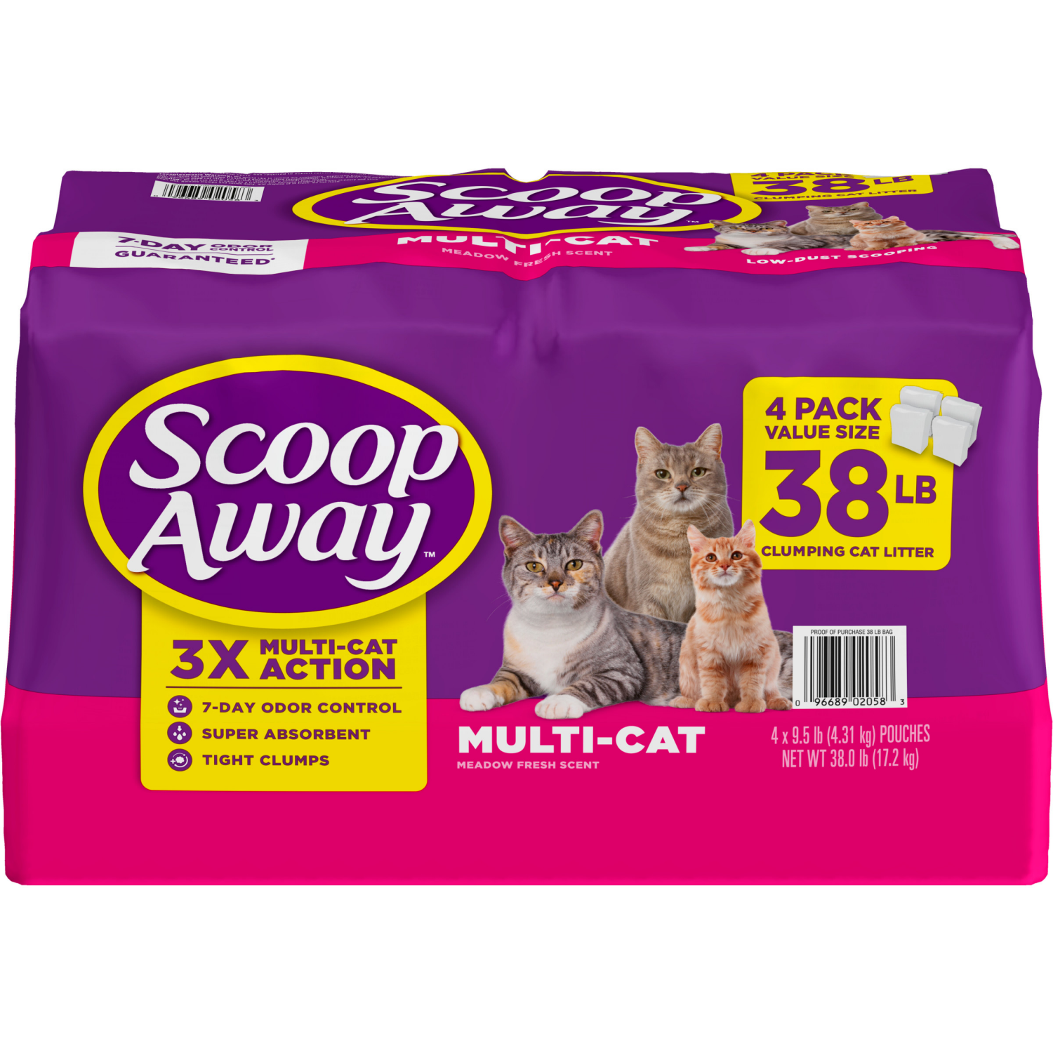 slide 1 of 6, Scoop Away Multi-Cat Clumping Cat Litter, Scented, 38 lb