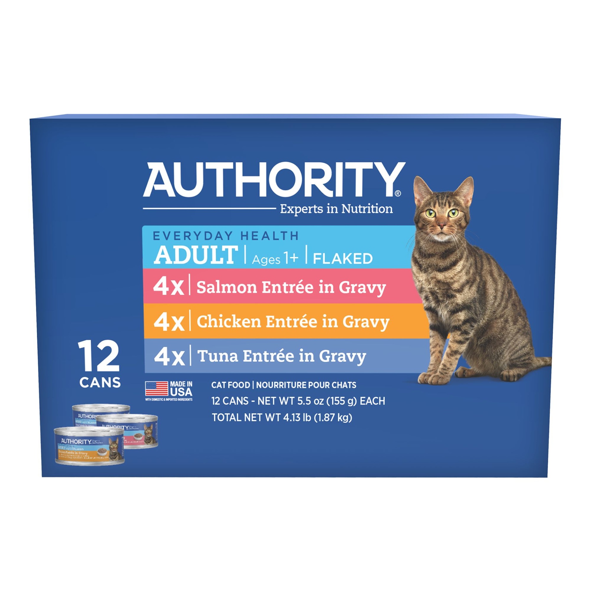 slide 1 of 1, Authority Everyday Health Cat Wet Food, Flaked in Gravy, With-Grain, 5.5 oz