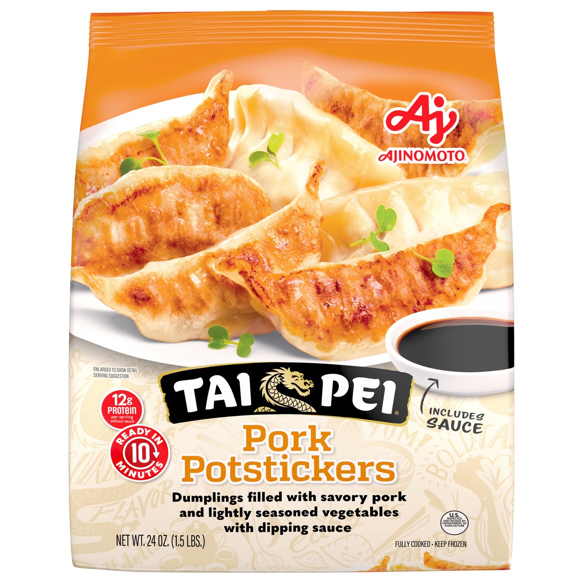 slide 1 of 5, Tai Pei Pork Potstickers 24 oz, 24 oz