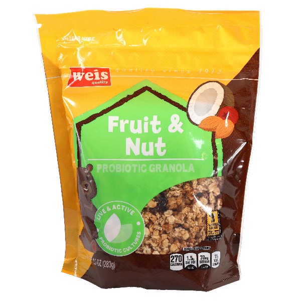 slide 1 of 1, Weis Quality Probiotic Fruit and Nut Granola, 10 oz