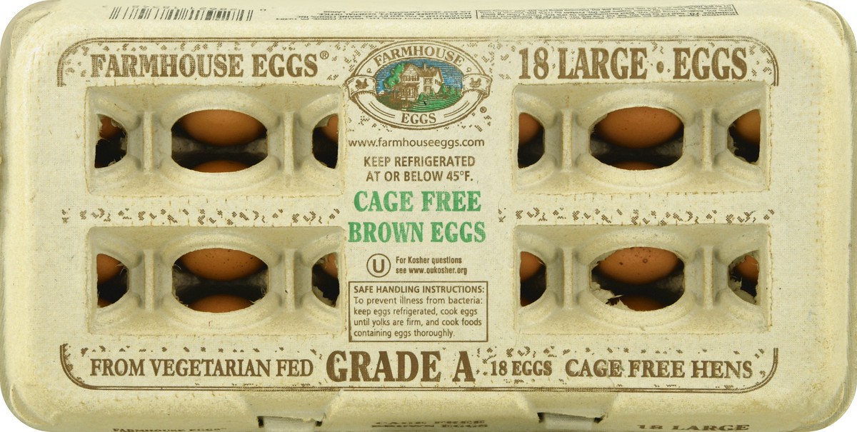 slide 2 of 13, FARMHOUSE EGGS Large Brown Cage Free Eggs, 18 Count, 18 ct