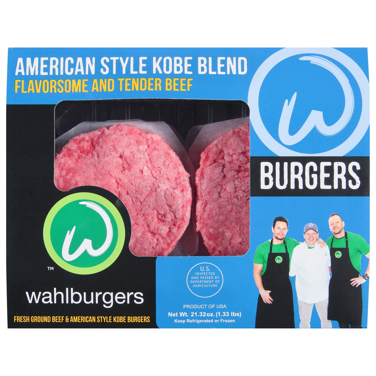 slide 1 of 9, Wahlburgers American Style Kobe Blend Burgers 21.32 oz, 21.32 oz