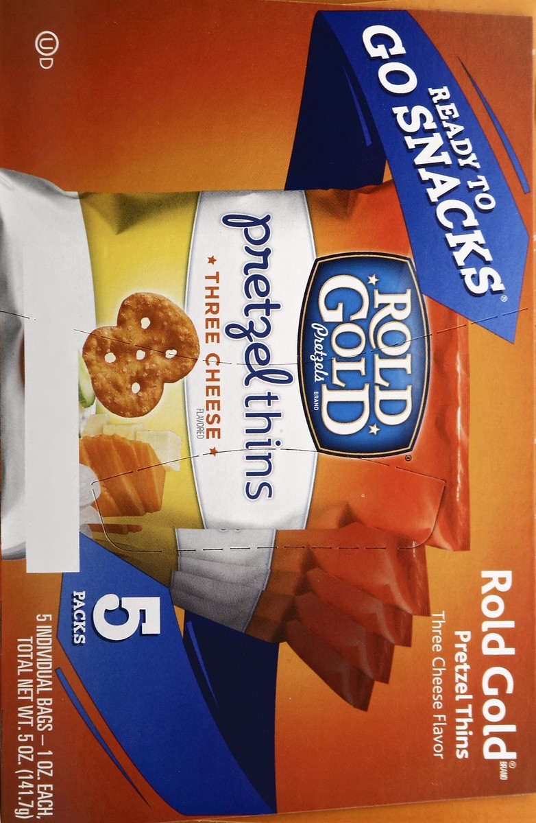 slide 4 of 5, Rold Gold Thins Pretzels Three Cheese Flavored 1 Oz, 5 Count, 5 oz