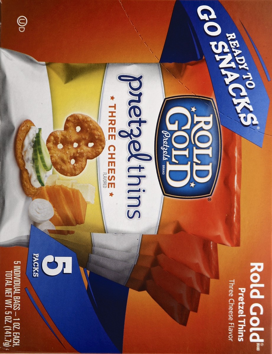 slide 2 of 5, Rold Gold Thins Pretzels Three Cheese Flavored 1 Oz, 5 Count, 5 oz