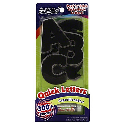 slide 1 of 1, ArtSkills Quick Letters Peel 'N' Stick Tacky Black Letters, 1 ct